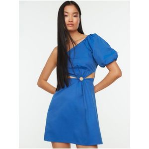 Modré dámské krátké asymetrické šaty Trendyol obraz