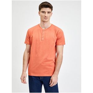 Oranžové pánské tričko bavlněné s knoflíčky GAP obraz