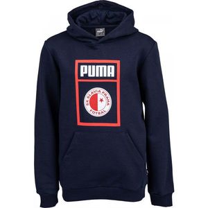 Puma SLAVIA PRAGUE GRAPHIC HOODIE Juniorská mikina, tmavě modrá, velikost obraz