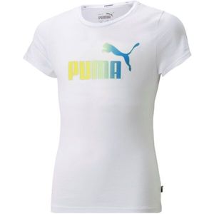 Puma ESSENTIALS+BLEACH LOGO TEE Dívčí triko, bílá, veľkosť 128 obraz