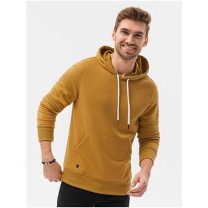 Hořčicová pánská basic mikina s kapucí Ombre Clothing obraz