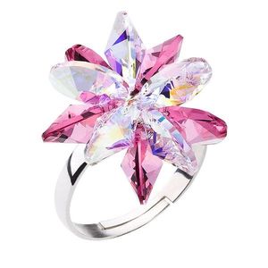Evolution Group Stříbrný prsten s krystaly Swarovski růžová kytička 35024.3 rose obraz