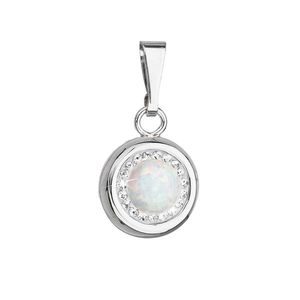 Evolution Group Stříbrný přívěsek s bílým syntetickým opálem a krystaly Swarovski 74096.1 white obraz