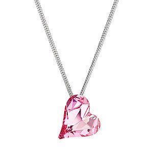 Evolution Group Stříbrný náhrdelník krystal srdce růžové 72071.3 rose obraz