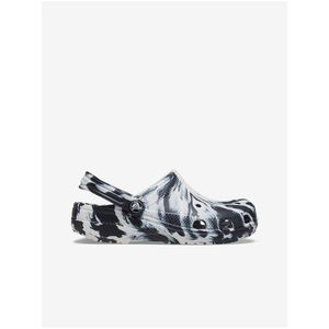 Bílo-černé dětské vzorované pantofle Crocs Classic Marbled Clog obraz