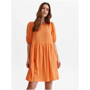 Oranžové dámské krátké šaty s balonovými rukávy TOP SECRET obraz