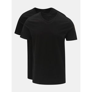 Sada dvou černých basic triček s véčkovým výstřihem Jack & Jones obraz