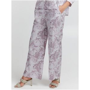 Bílo-fialové dámské volné květované kalhoty ICHI obraz