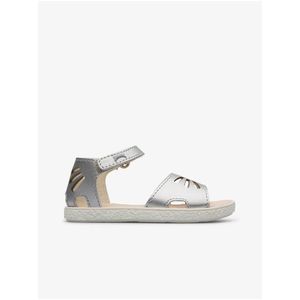 Holčičí kožené sandály ve stříbré barvě Camper obraz