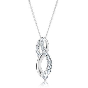 Lesklý náhrdelník - zatočená osmička se třpytivými zirkony, stříbro 925 obraz