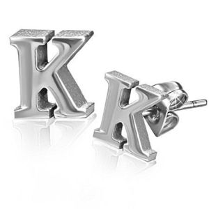 Náušnice z oceli - tvar písmenka K, puzetové zapínání obraz