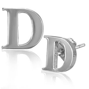 Ocelové náušničky - písmeno D, puzetky obraz