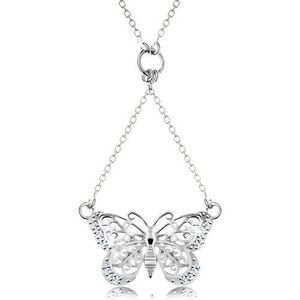 Stříbrný 925 náhrdelník, řetízek a přívěsek - vyřezávaný motýlek obraz