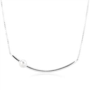 Nastavitelný náhrdelník - stříbro 925, úzký oblouk s kuličkou, hranatý řetízek obraz