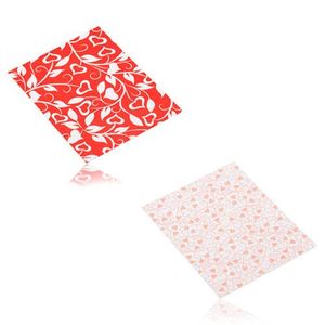 Matná dárková obálka z papíru - zvlněný srdíčkový ornament - Barva: Červená obraz