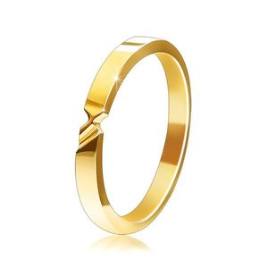 Zlatá 14K obroučka - prsten se dvěma zářezy a hladkými rameny - Velikost: 49 obraz