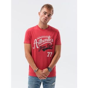 Červené tričko s nápisem Authentics S1434 V-22A obraz