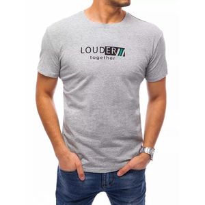 Světle šedé bavlněné tričko s potiskem Louder obraz