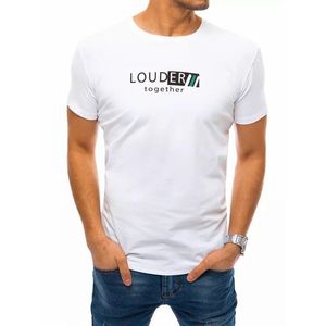 Bílé bavlněné tričko s potiskem Louder obraz