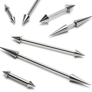 Piercing do ucha čínka - Barbell s hroty basic, různé velikosti - Rozměr: 1, 2 mm x 8 mm x 3x3 mm obraz