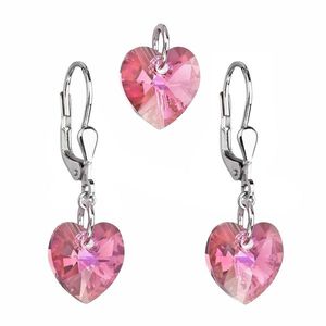 Evolution Group Sada šperků s krystaly Swarovski náušnice a přívěsek růžová srdce 39003.3 rosaline obraz