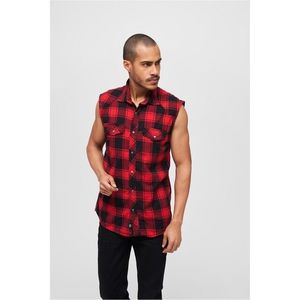 Brandit Checkshirt Sleeveless red/black obraz