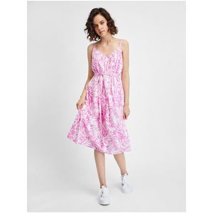Bílo-růžové dámské květované šaty na ramínka GAP obraz