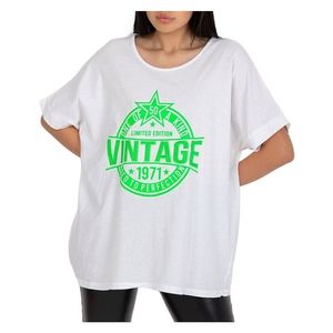 Bílé oversize tričko se zeleným potiskem obraz