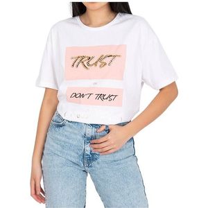 Bílé dámské bavlněné tričko s potiskem trust obraz