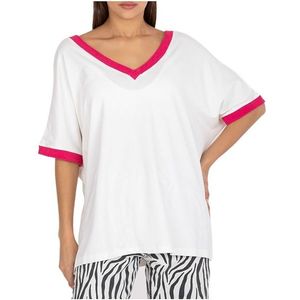 Bílé dámské tričko s růžovými lemy obraz