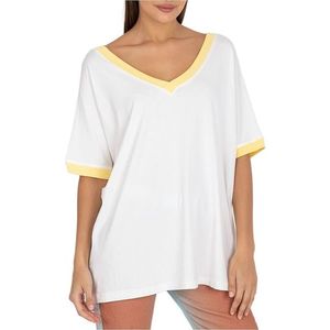 Bílé dámské tričko se žlutými lemy obraz