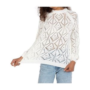 Bílý háčkovaný svetr s jemným vzorem obraz