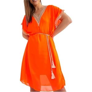 Neonově oranžové vzdušné letní šaty obraz