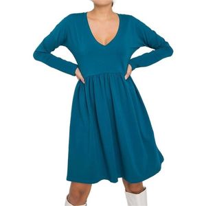 Modré dámské šaty s dlouhými rukávy obraz
