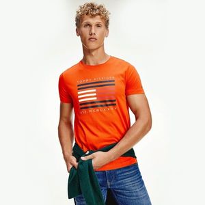 Tommy Hilfiger pánské oranžové tričko Corp - M (SNC) obraz