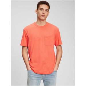 Oranžové pánské bavlněné tričko s kapsičkou GAP obraz