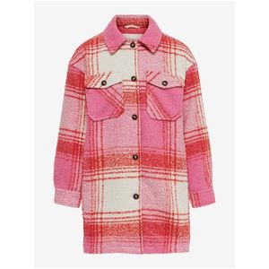Růžová holčičí kostkovaná košilová bunda ONLY Anja obraz