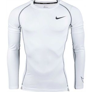 Nike PRO DRI-FIT Pánské triko s dlouhým rukávem, bílá, velikost obraz