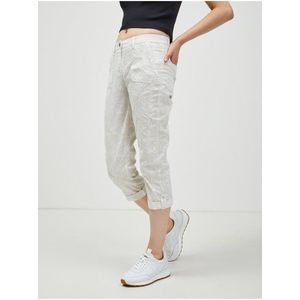 Bílé vzorované tříčtřvrteční slim fit kalhoty CAMAIEU obraz