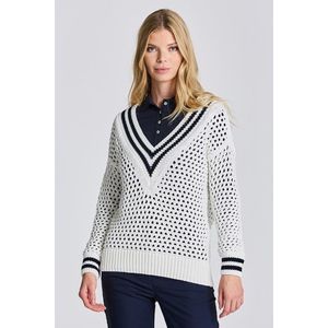 SVETR GANT D1. OPEN KNIT V-NECK bílá L obraz