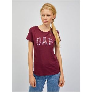 Vínové dámské tričko s logem GAP floral obraz