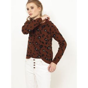 Tmavě hnědý svetr s leopardím vzorem CAMAIEU obraz