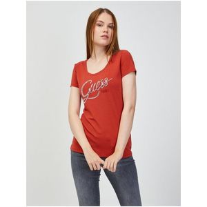 Červené dámské tričko Guess Bryanna obraz