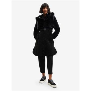 Černý dámský zimní kabát s kožíškem Desigual Sundsvall obraz