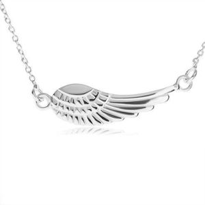 Stříbrný náhrdelník 925, přívěsek - andělské křídlo s gravírováním obraz