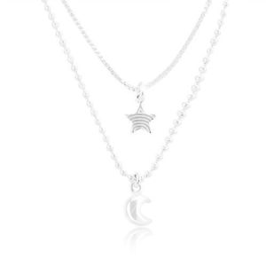 Náhrdelník ze stříbra 925, zdvojený řetízek, hvězda a měsíc obraz