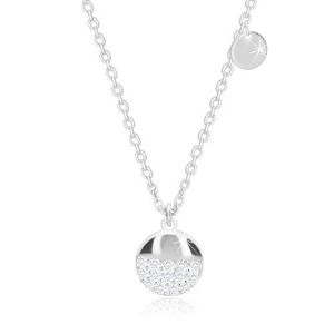 Stříbrný 925 náhrdelník - plochý kroužek, větší kruh s blýskavými zirkony obraz