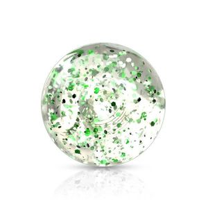 Plastová průhledná kulička na piercing se zelenými flitry, 5 mm, sada 10 ks obraz