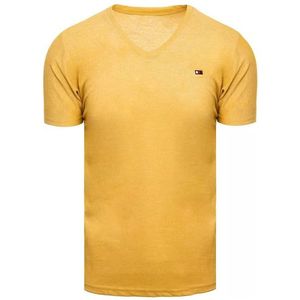 žluté tričko s výšivkou a výstřihem do v obraz