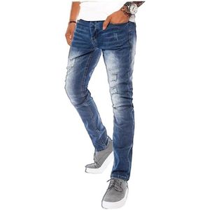 Modré děrované džíny s prosvětlením obraz